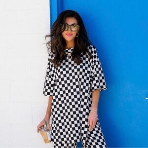 Dressed in LALA Black and White Checkered Short Sleeve Tee